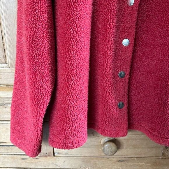Vintage Real Comfort Red Sherpa Jacket Coatigan Button Front Sweater Cozy - Picture 5 of 10